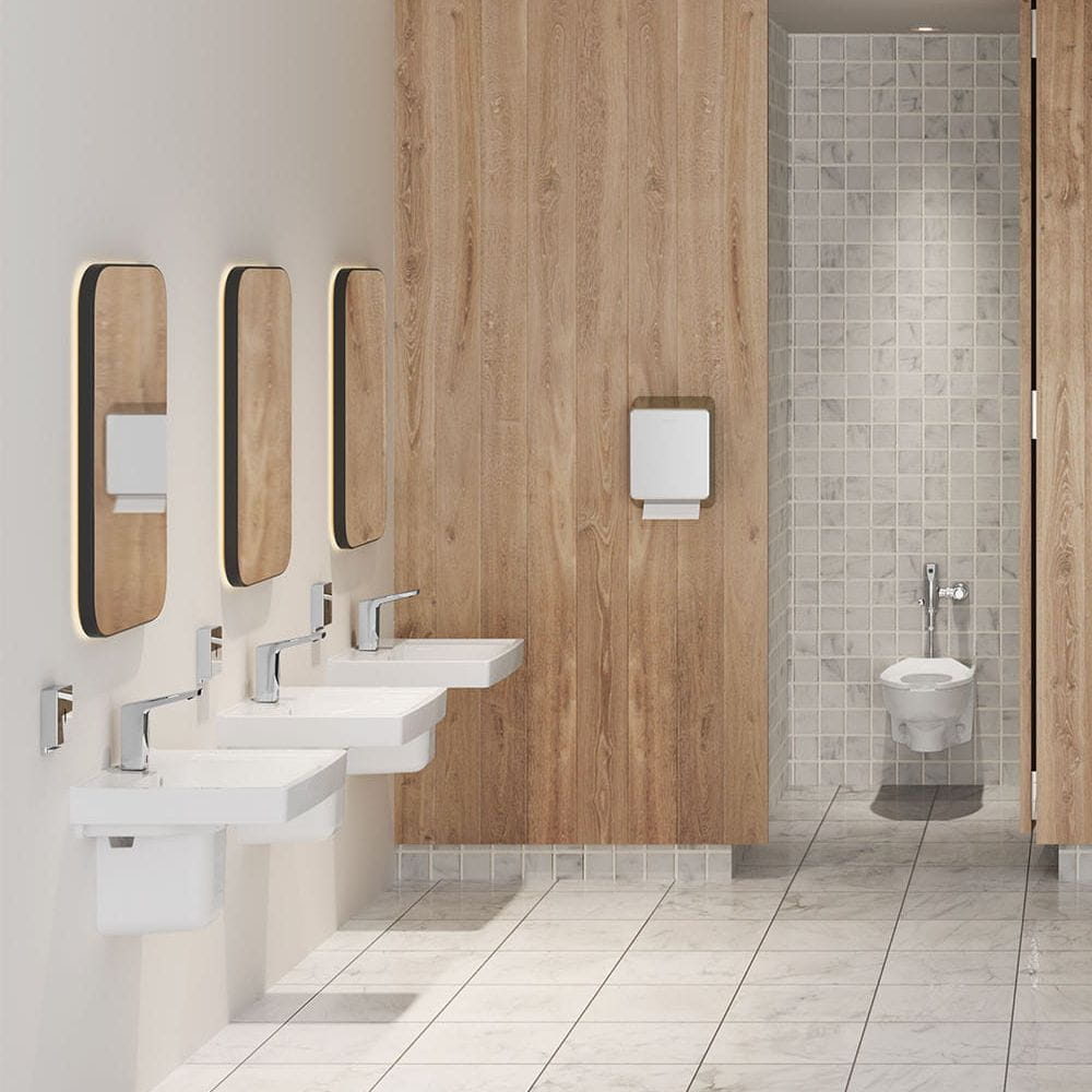 hand-free public bathroom